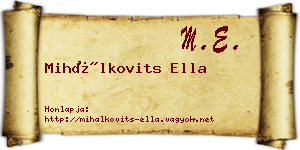 Mihálkovits Ella névjegykártya